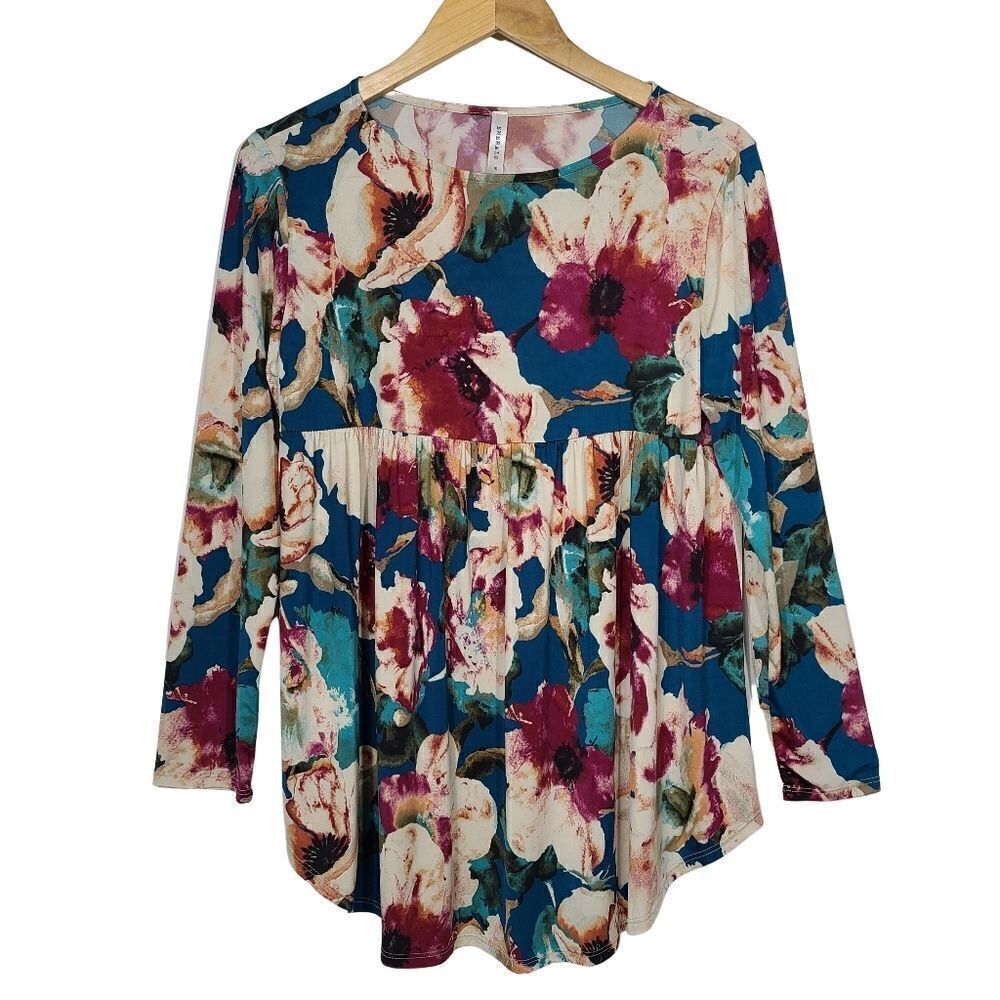 Boutique floral pleated Long-Sleeve women's shirt